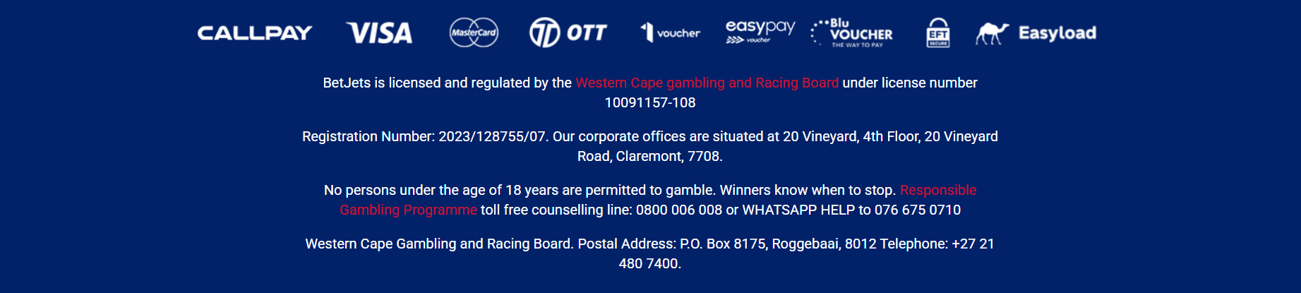 Betjets Payment Methods